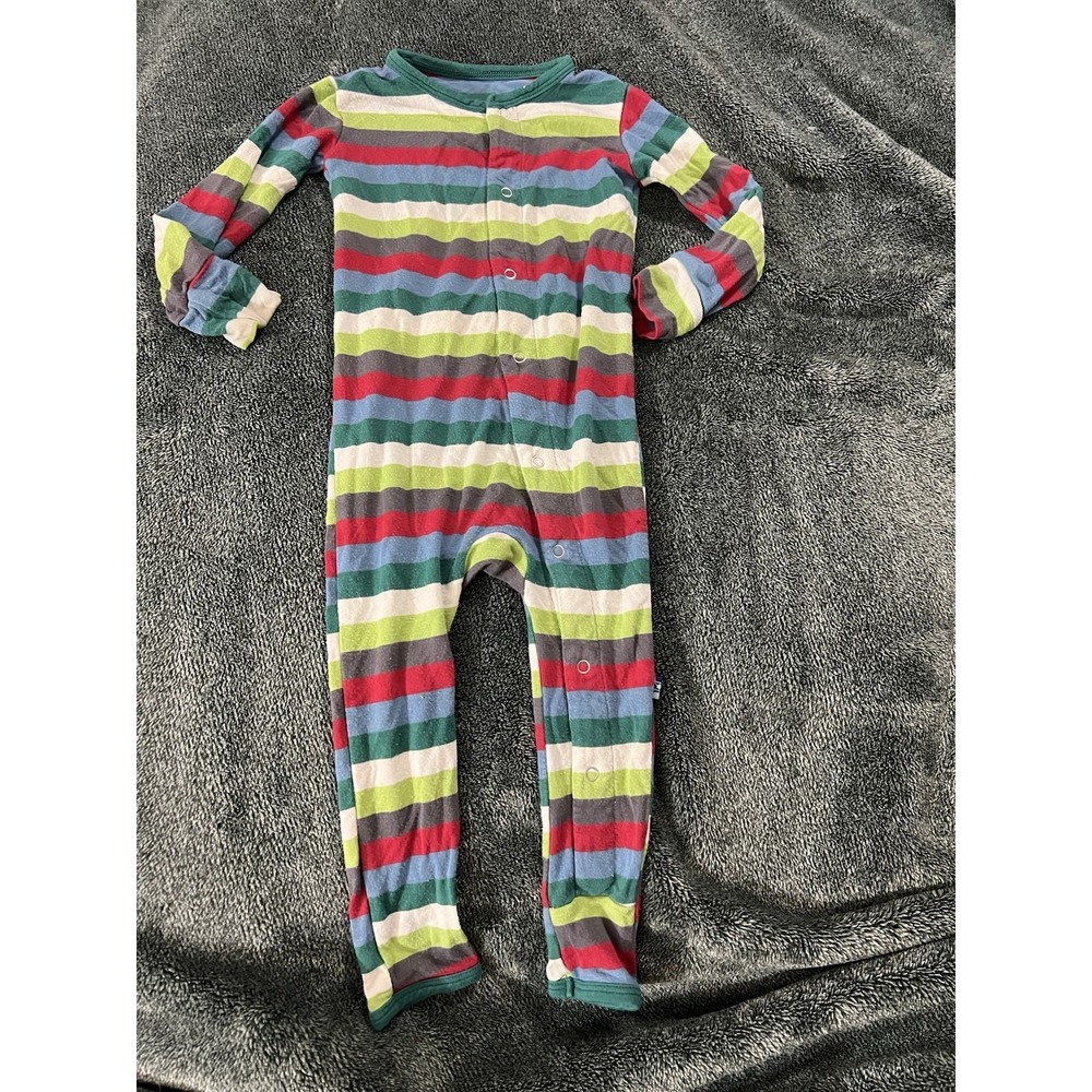 Kickee Pants Coverall Space Stripe Size 6-12 Months‎